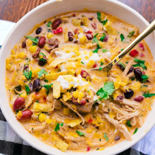 Crockpot Creamy Chicken Taco Soup - This Old Baker