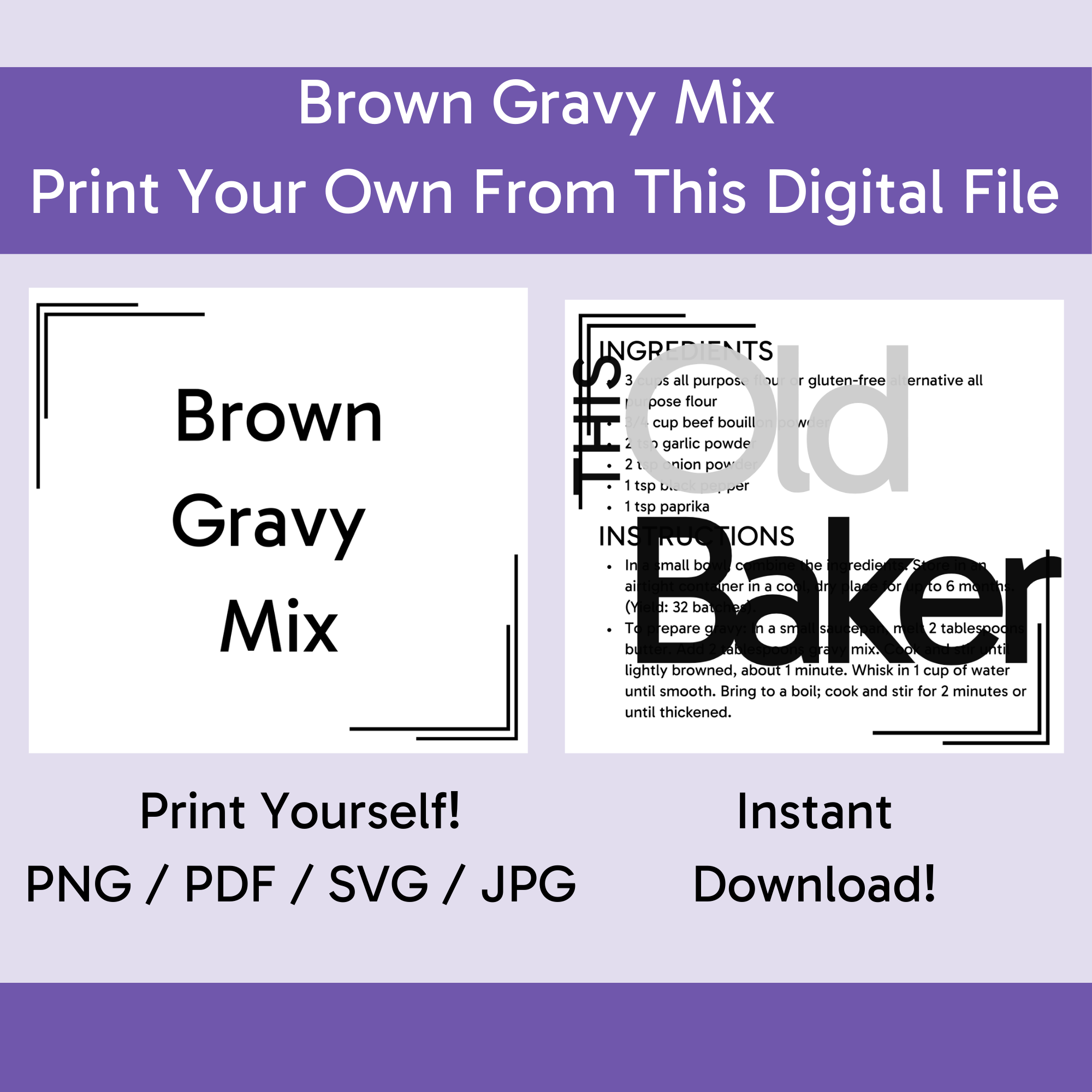 Brown Gravy Mix | Digital Files