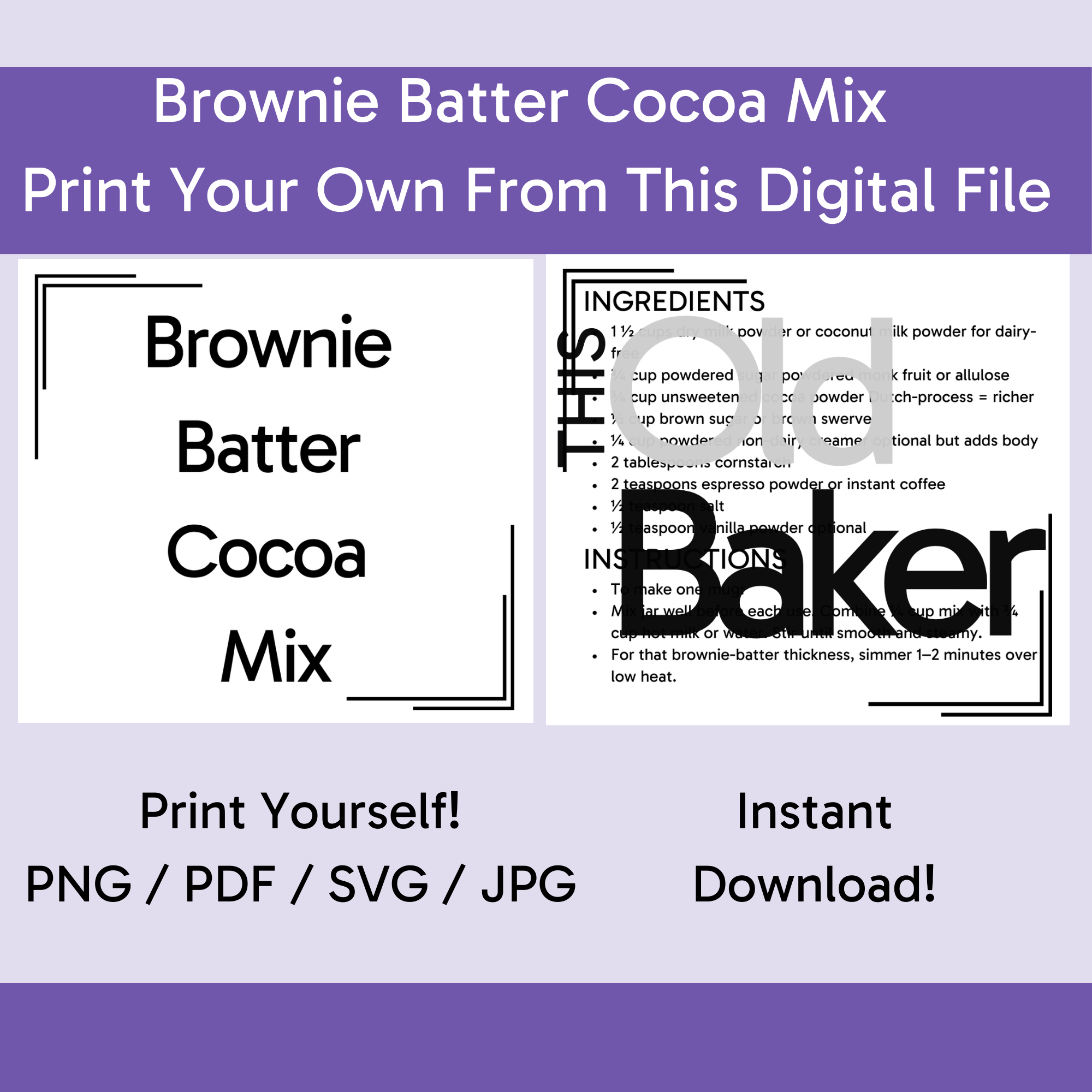 Brownie Batter Cocoa Mix | Digital Files