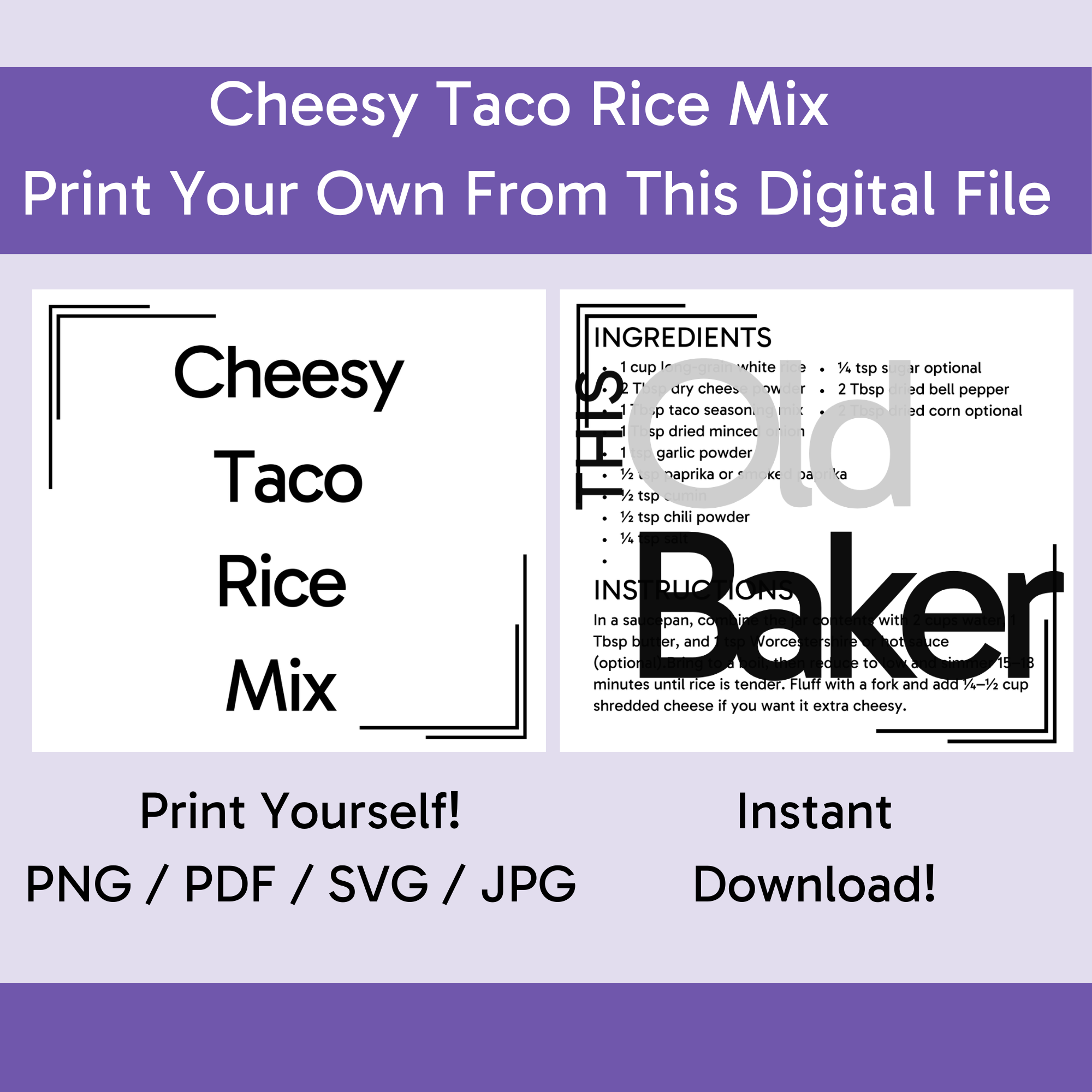 Cheesy Taco Rice Mix | Digital Files