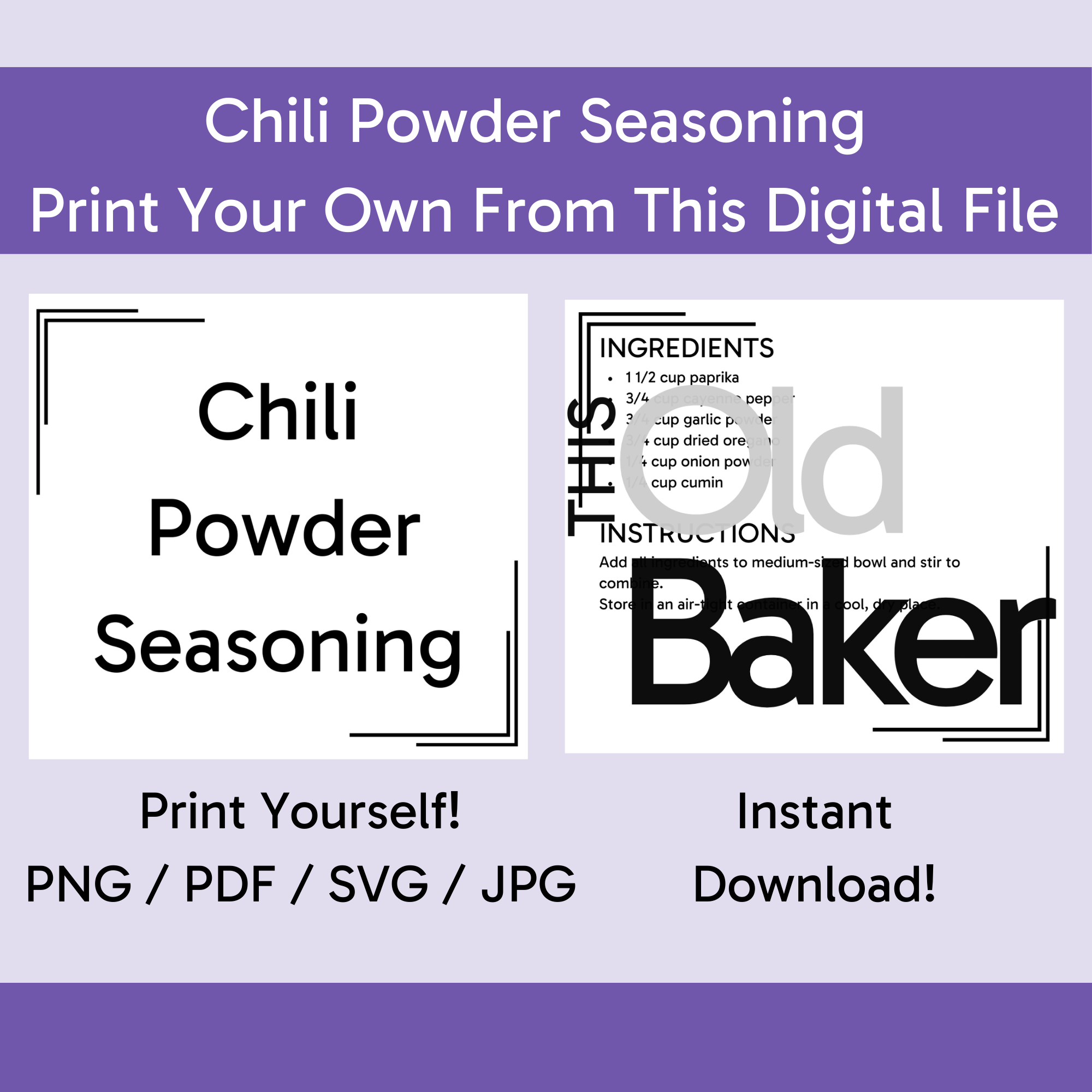 Chili Powder Seasoning | Digital Files