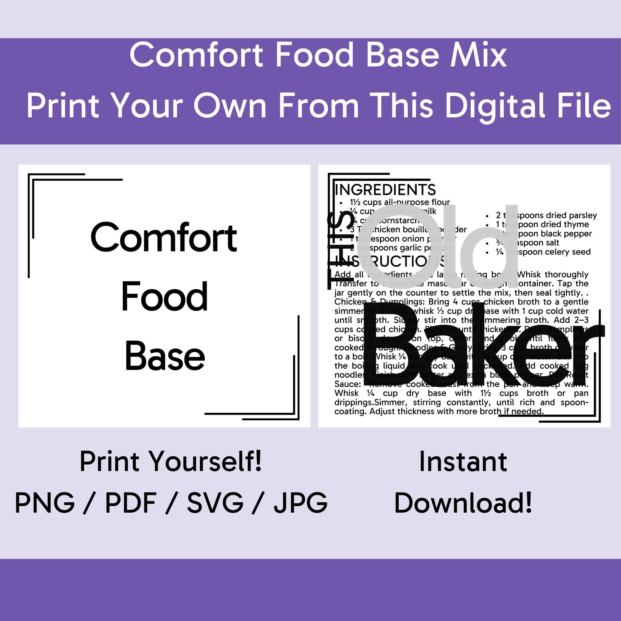 Comfort Food Base Mix | Digital Files