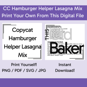 Copycat Hamburger Helper Lasagna Mix | Digital Files