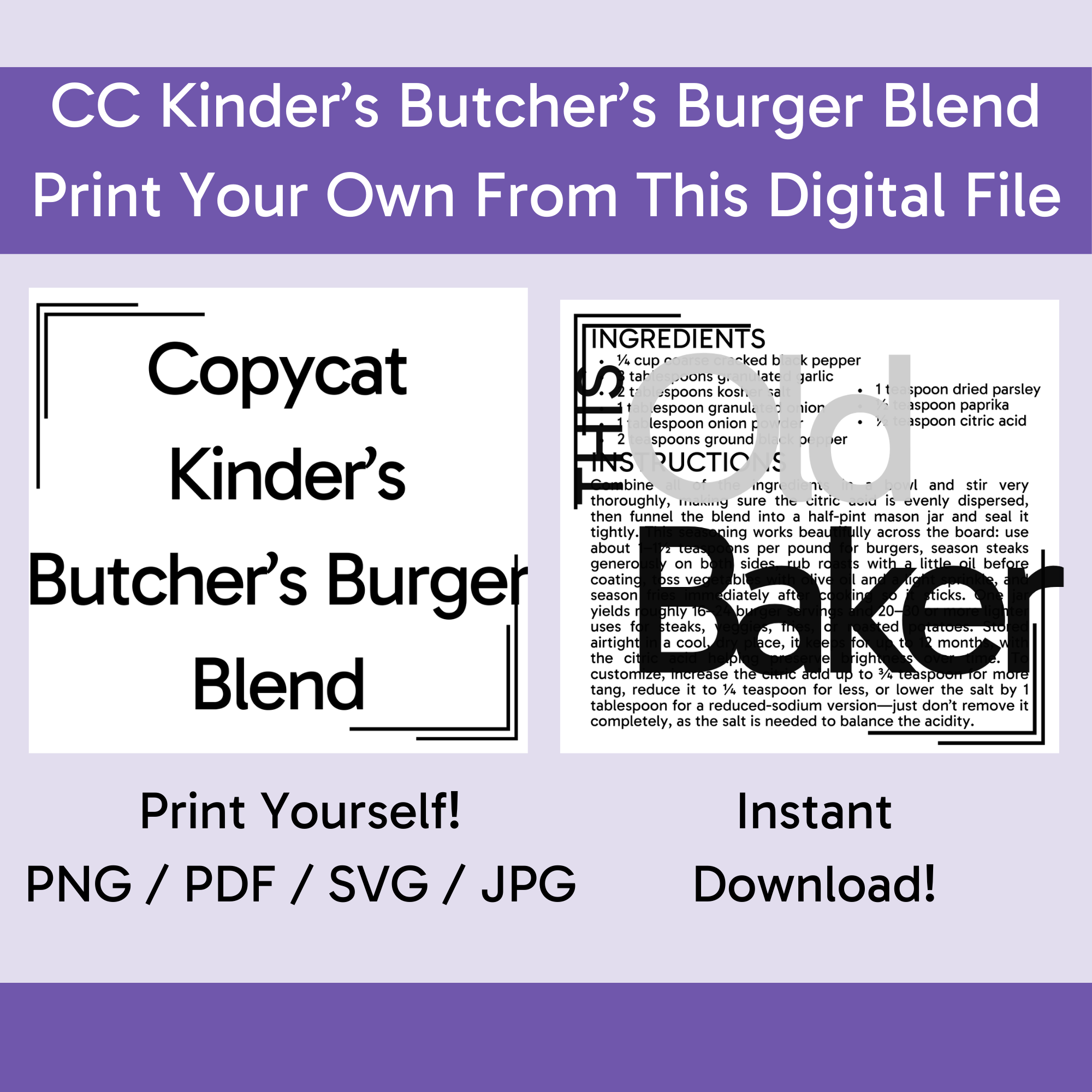 Copycat Kinder's Butcher's Burger Blend | Digital Files
