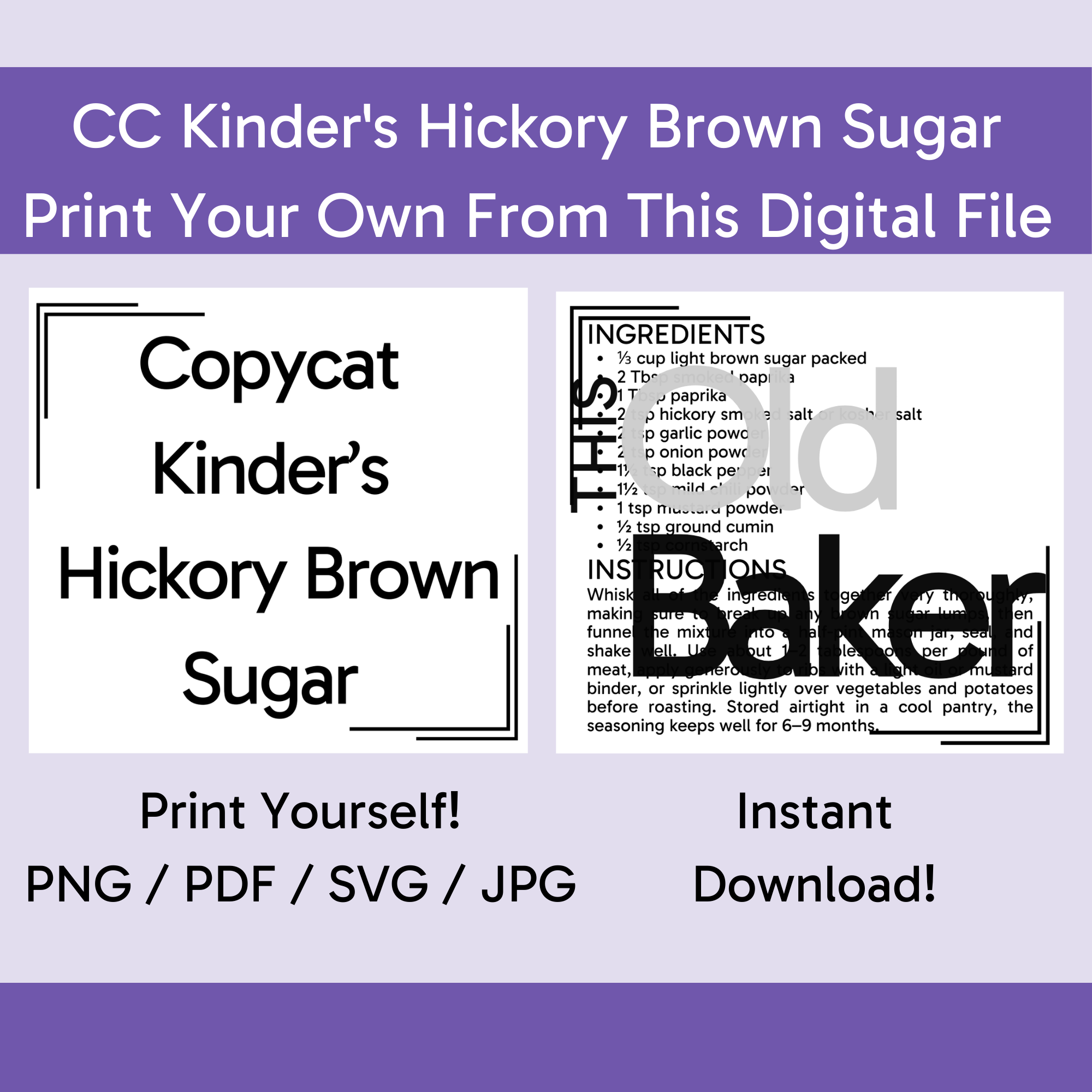 Copycat Kinder's Hickory Brown Sugar Rub & Seasoning | Digital Files