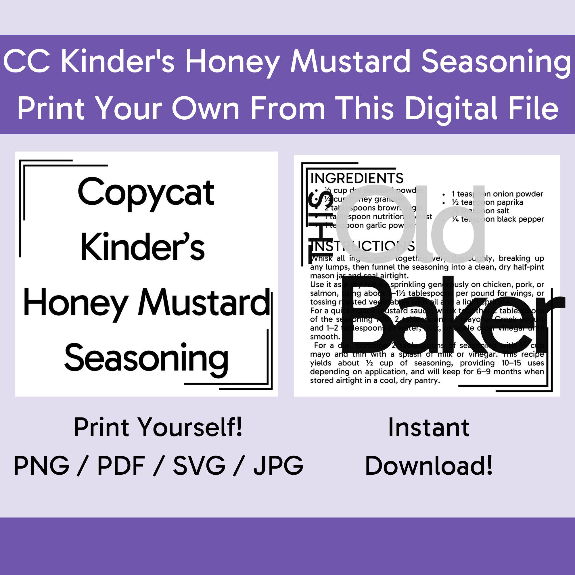 Copycat Kinder's Honey Mustard Seasoning | Digital Files