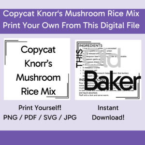 Copycat Knorrs Mushroom Rice Mix | Digital Files