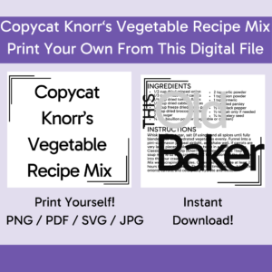 Copycat Knorr’s Vegetable Recipe Mix | Digital Files