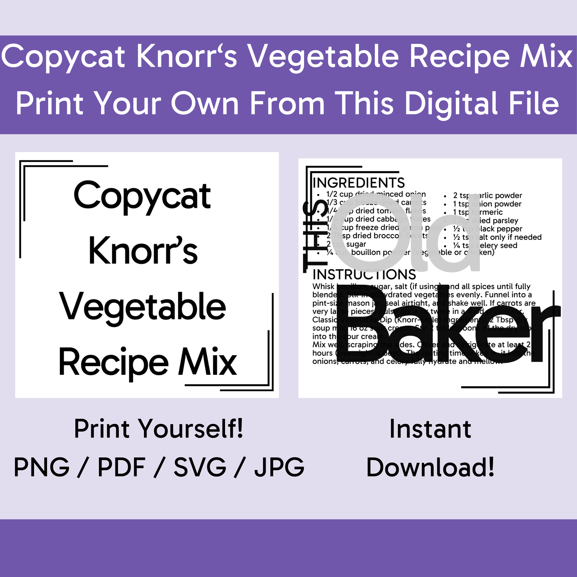 Copycat Knorr’s Vegetable Recipe Mix | Digital Files