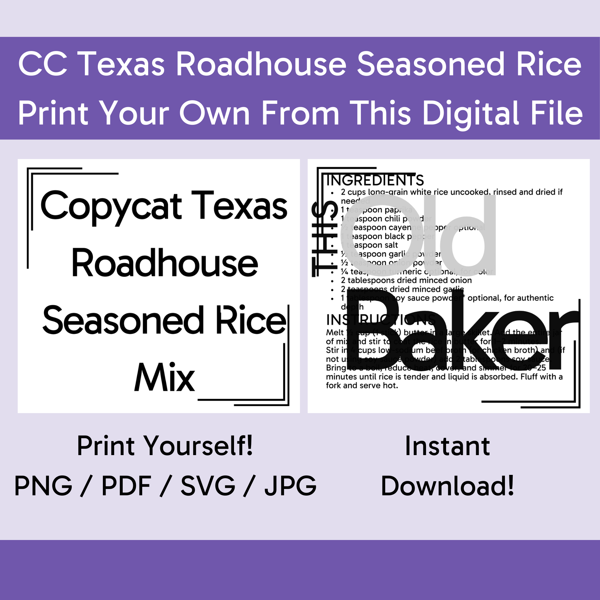 Copycat Texas Roadhouse Seasoned Rice Mix | Digital Files