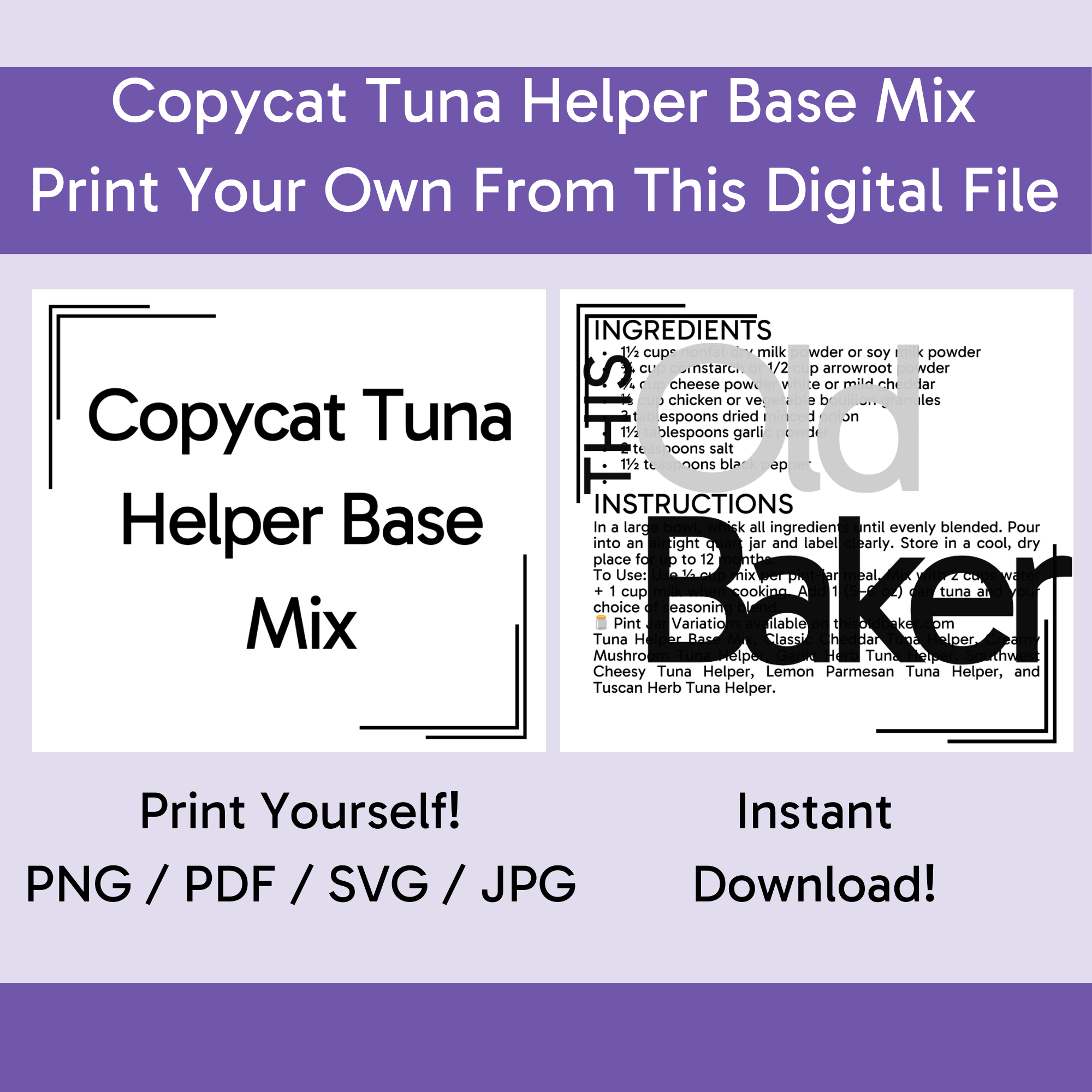 Copycat Tuna Helper Base Mix | Digital Files