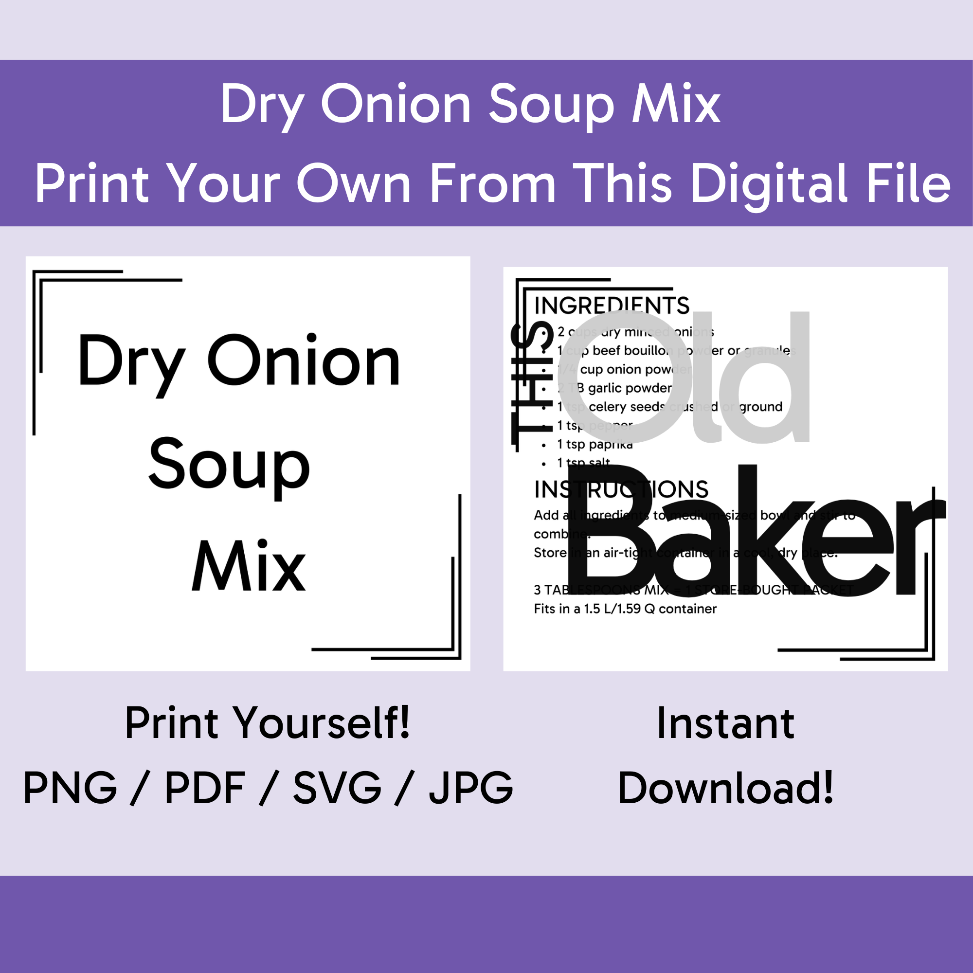 Dry Onion Soup Mix | Digital Files