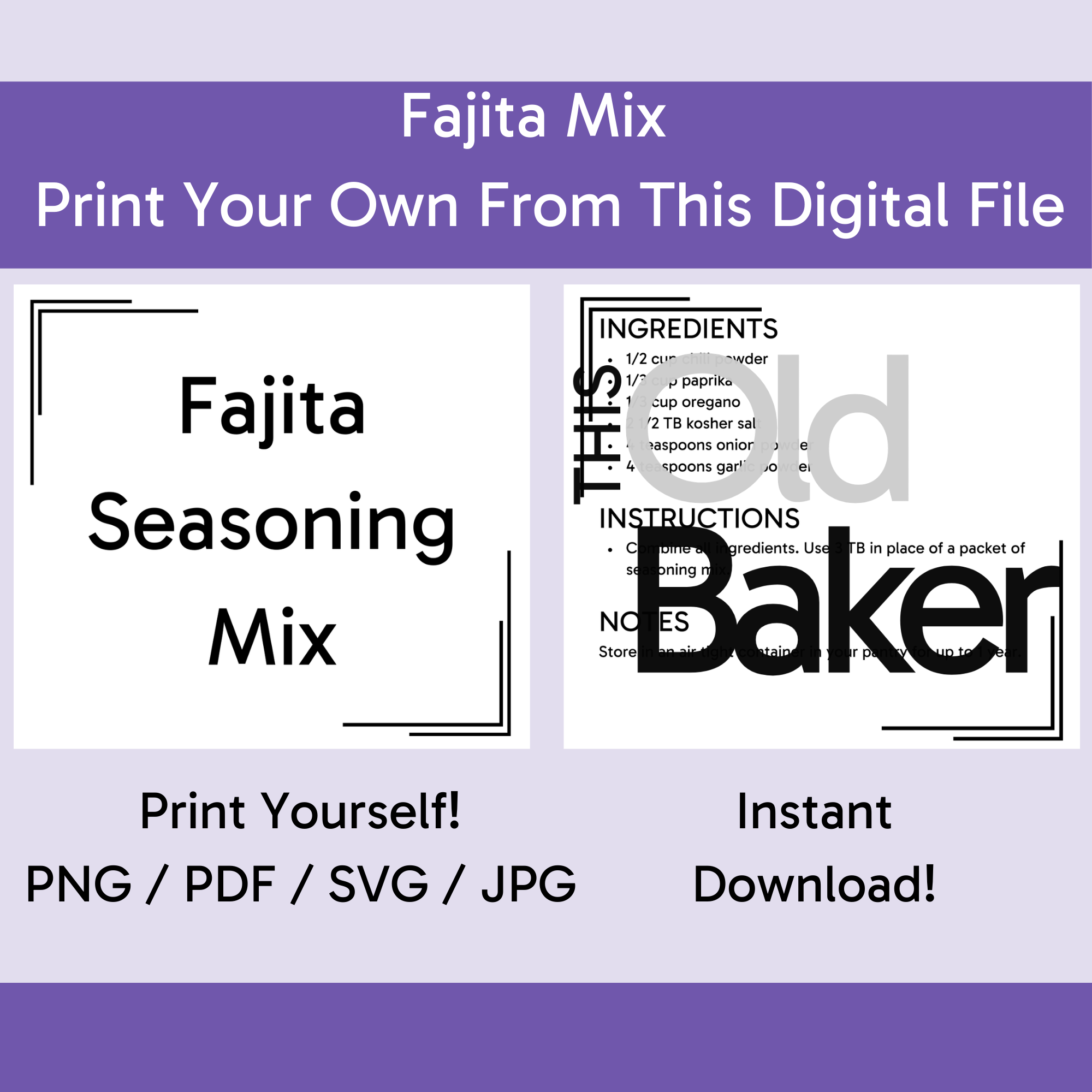 Fajita Seasoning Mix | Digital Files