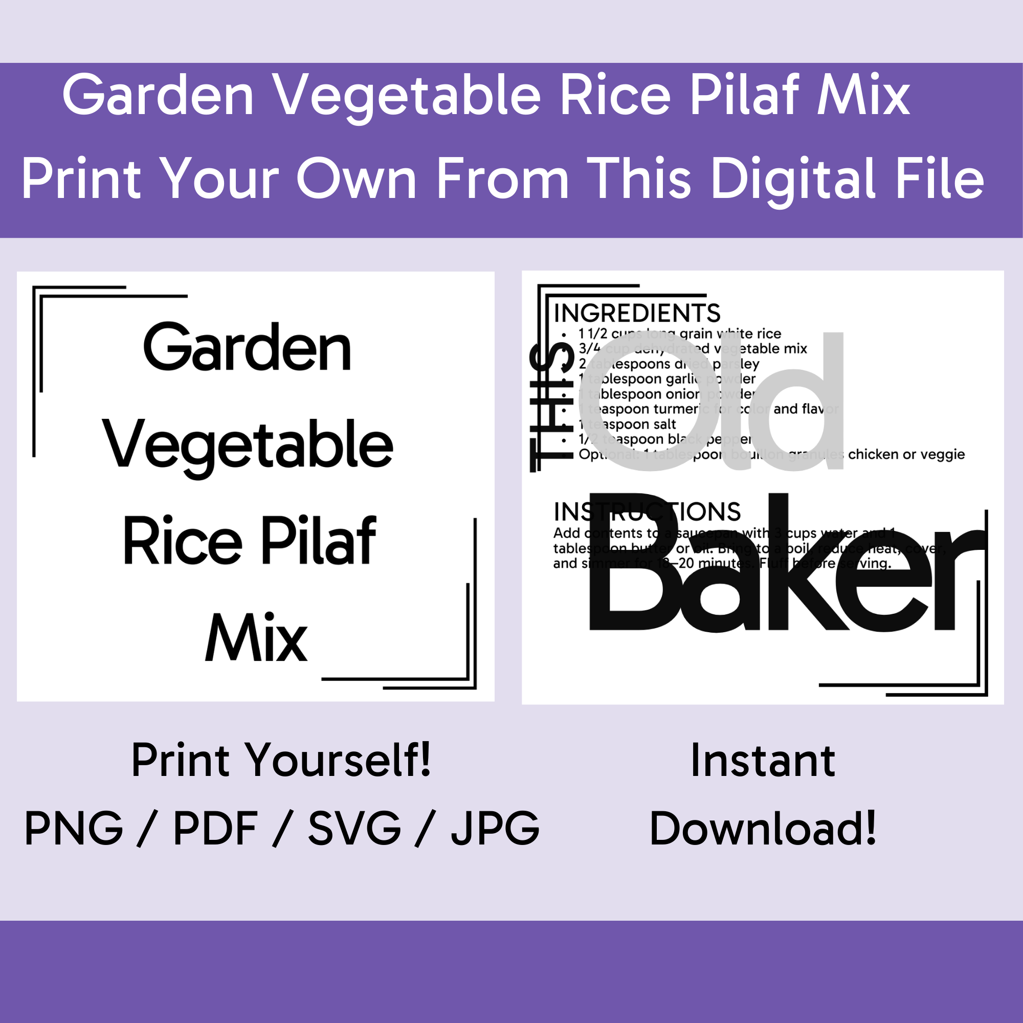 Garden Vegetable Rice Pilaf Mix | Digital Files