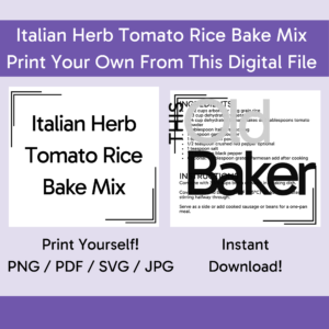 Italian Herb Tomato Rice Bake Mix | Digital Files