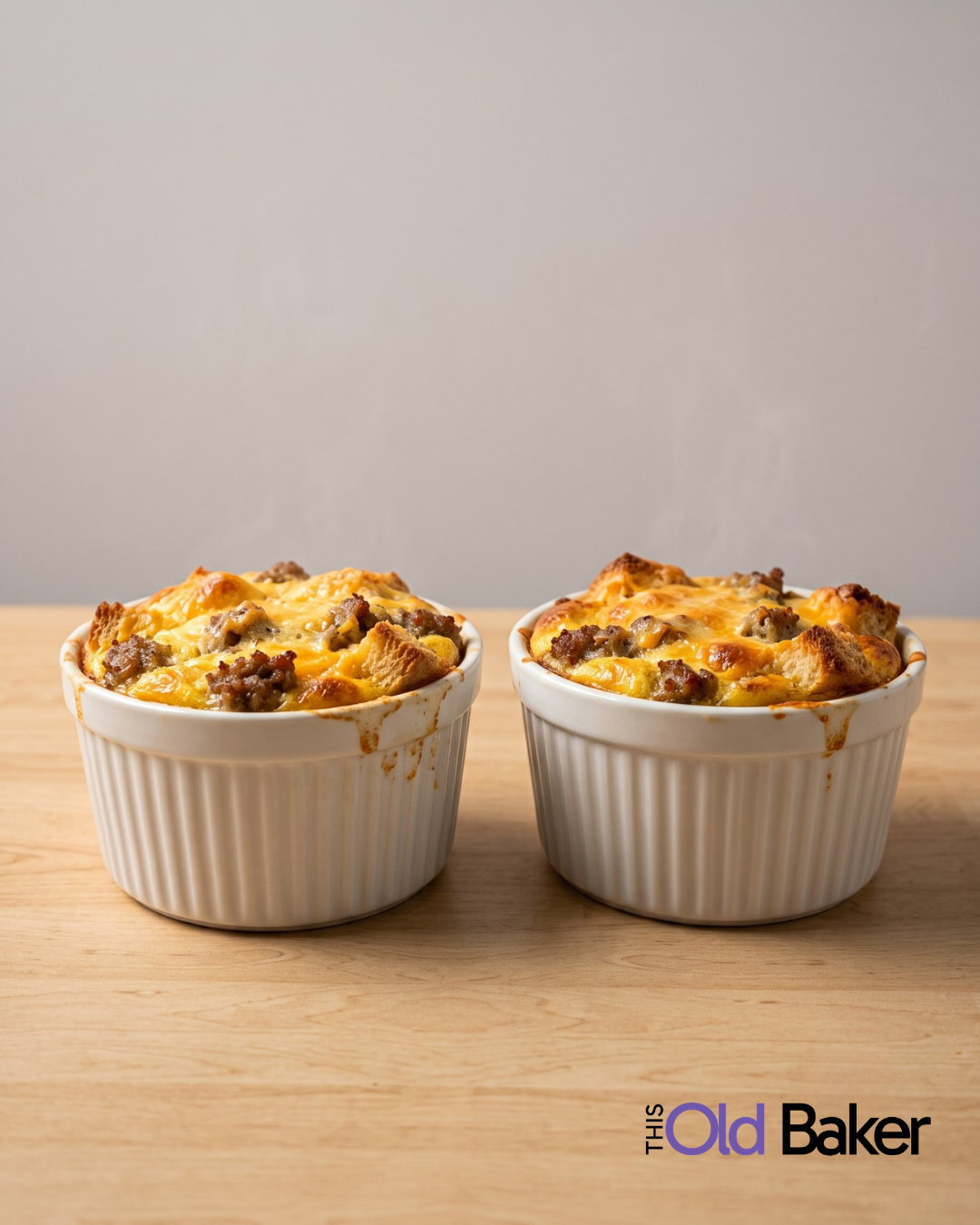 Sausage Breakfast Casserole for Two (Baked in Ramekins)